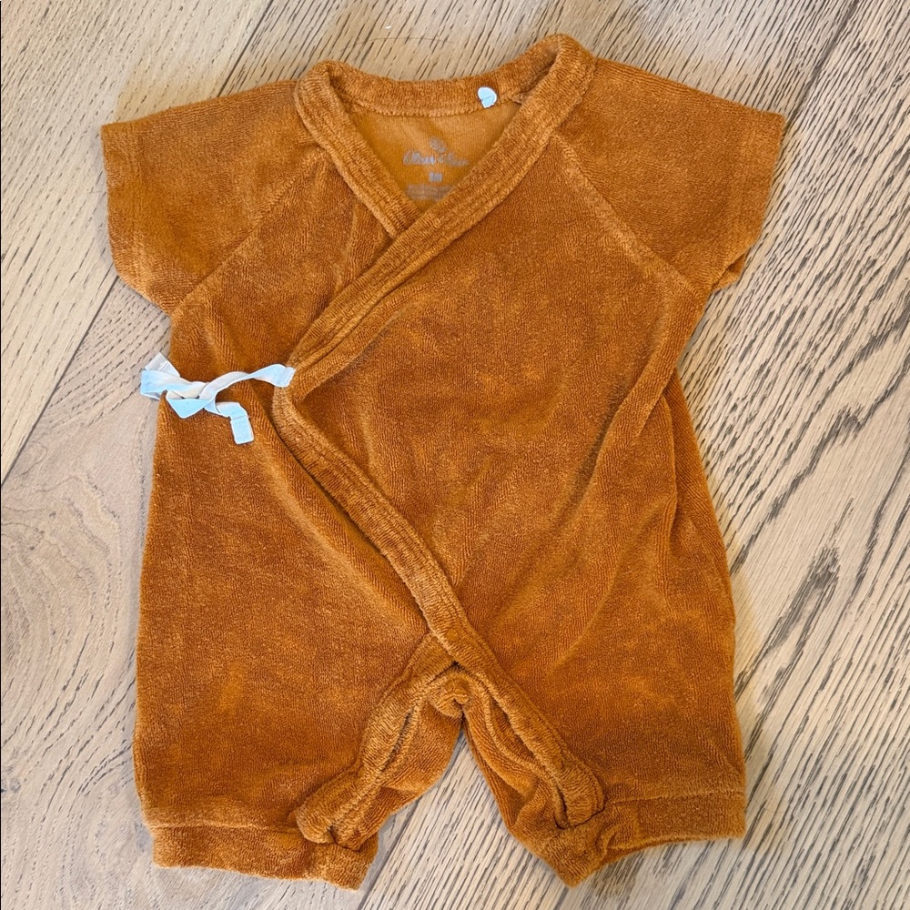 Oliver & Rain Orange Terry Wrap Romper for Babies